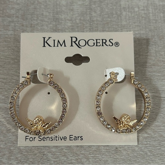 Kim Rogers Jewelry - Kim Rogers Angel Resting On Crystal Hoop Earrings